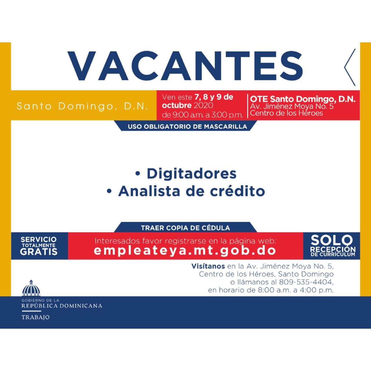 SENAE invita jornada de empleo en el Distrito Nacional para empresa de servicio